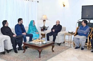 President Asif Ali Zardari visit the residence of MNA, Samina Khalid Ghurki. Governor Punjab, Sardar Saleem Haider Khan also present