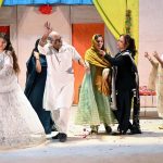 Artists performing in the Sindhi drama "Lag Manhanja Loh" during Drama Festival at Z.A. Bhutto Open Air Theater, Arts Council