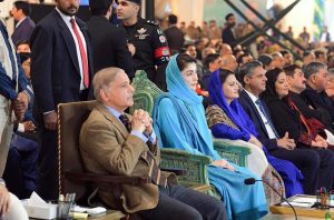 Prime Minister Muhammad Shehbaz Sharif at the groundbreaking ceremony of the Gujranwala Mass Transit System.