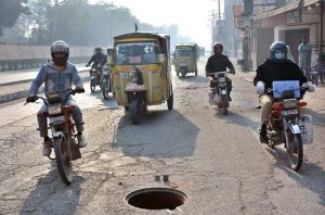An open manhole on Main Sargodha Road near Allied Chowk poses a serious risk of mishaps and requires urgent attention from the concerned authorities.