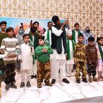 Differently-abled students perform a tableau during a ceremony marking the International Day of Persons with Disabilities organized by Adil Special School and Rehabilitation Center at a private hotel