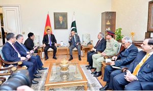 Prime Minister Muhammad Shehbaz Sharif meets the President of Kyrgyzstan H.E. Sadyr Nurgojo uulu Japarov.