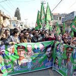 Parliamentary Secretary for Information and Broadcasting, Barrister Danyal Chaudhry leads a rally in support of the Pakistan Army in the Gulraiz Scheme-III area of the twin cities