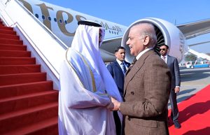 Prime Minister Muhammad Shehbaz Sharif welcomes President of UAE, Mohamed bin Zayed al-Nahyan upon his arrival at Noor Khan Base.