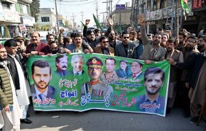Parliamentary Secretary for Information and Broadcasting, Barrister Danyal Chaudhry leads a rally in support of the Pakistan Army in the Gulraiz Scheme-III area of the twin cities