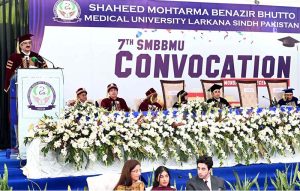 Chief Minister Sindh Syed Murad Ali Shah addressing during 7th convocation of Shaheed Mohtarma Benazir Bhutto Medical University.
