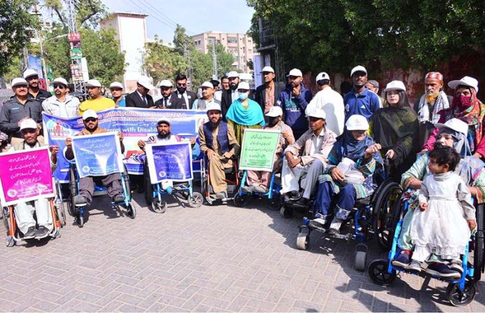 Various differently-abled persons participated in an awareness walk on Court Road on the occasion of International Day of Persons with Disabilities