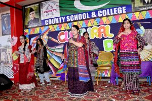 Students performing tableau during Sindhi culture day at County school & Collage.