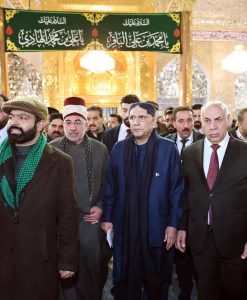President Asif Ali Zardari visited the shrines of Imam Musa Kazim and Imam Muhammad al-Jawad, offered nawafil, met the administrators, and expressed his remarks in the visitors' book.