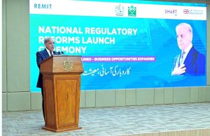 Prime Minister Muhammad Shehbaz Sharif addresses the launching ceremony of National Regulatory Reforms.