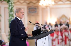Prime Minister Muhammad Shehbaz Sharif addresses the Christmas ceremony at PM House.