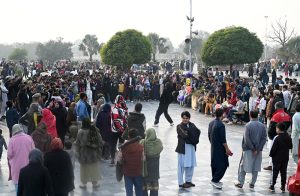 Weekend visitors enjoy a mini-train ride at Lake View Park in the federal capital.