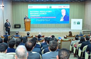 Prime Minister Muhammad Shehbaz Sharif addresses the launching ceremony of National Regulatory Reforms.