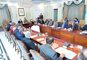 Prime Minister Muhammad Shehbaz Sharif presiding over a meeting on meat export policy and sector's reforms.