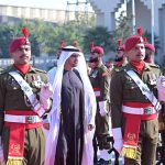 President of UAE, His Highness Sheikh Mohamed bin Zayed Al Nahyan is being presented Guard of Honour upon arrival at Noor Khan Airbase.