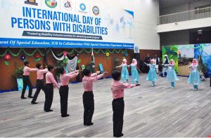 Deputy Speaker Punjab Assembly Malik Zaheer Iqbal Channar addresses a ceremony held to mark the International Day of Persons with Disabilities