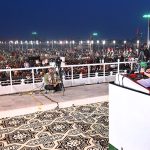 Chairman Pakistan People’s Party Bilawal Bhutto Zardari addresses a public gathering on the occasion of 18th death anniversary of Shaheed Mohtarma Benazir Bhutto at Garhi Khuda Bakhsh.