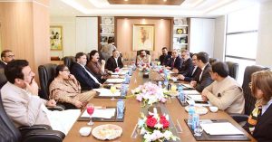 Chairman Senate Standing Committee on Petroleum, Senator Umer Farooq, presides over a meeting during his visit to Pak Arab Refinery Company (PARCO).