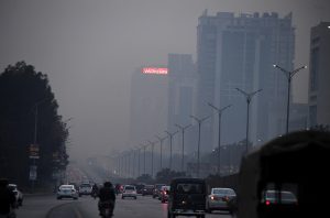 Heavy smog shrouds the federal capital amid air quality concerns.