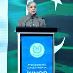 Prime Minister Muhammad Shehbaz Sharif addresses the inaugural ceremony of Kashmir Institute of Nuclear Medicine, Oncology and Radiotherapy.