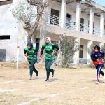 Athletes participate in a race during the Inter-Collegiate Girls’ Athletic Championship at the Education Board Ground