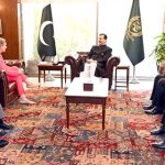 Chairman Senate, Syed Yousuf Raza Gilani in a meeting with Ms. Shelley Saxen, U.S. Political Counselor, U.S. Embassy at Parliament House.