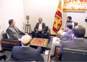 Federal Minister for Maritime Affairs, Muhammad Junaid Anwar Chaudhry meeting with Sri Lankan Deputy Speaker, Mohomed Risvi Sali.