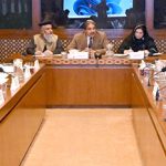 Senator Nasir Mahmood, Chairman of the Senate Standing Committee on Housing and Works, presides over a committee meeting at Parliament House