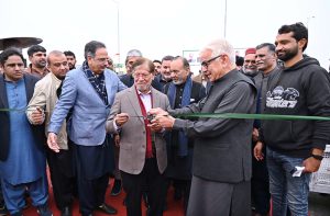 Defense Minister Khawaja Muhammad Asif is addressing the media at his residence.