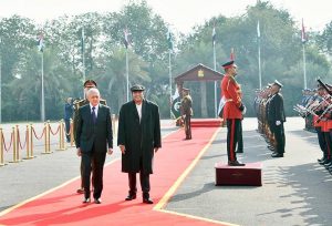 - President Asif Ali Zardari and Dr. Abdul Latif Jamal Rashid, President of Iraq, inspecting the guard of honour at Baghdad Palace.