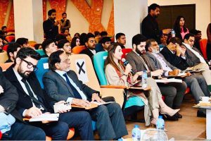 Ms. Misbah Khar, Ambassador for the Inter-Parliamentary Speakers' Conference (ISC) and Advisor to the Chairman Senate, addresses the audience as Guest of Honour at Metropolitan International United College (MIUC), H-8 Campus