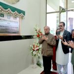 Prime Minister Muhammad Shehbaz Sharif offers Dua after unveiling a plaque to inaugurate the Kashmir Institute of Nuclear Medicine, Oncology and Radiotherapy.