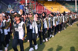 Chairman of Pakistan People's Party (PPP) Bilawal Bhutto Zardari addressing the opening ceremony of 35th National Games 2025 at National Bank Stadium.
