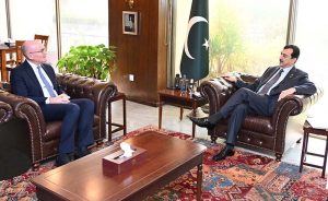Chairman Senate Syed Yousaf Raza Gilani in a meeting with Australian High Commissioner to Pakistan, Mr. Timothy Kane, at Parliament House