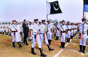 Pakistan People’s Party (PPP) Chairman Bilawal Bhutto Zardari inspects the passing-out parade during the 63rd Parents’ Day at Cadet College Petaro.