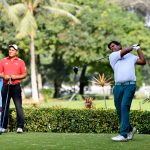 A golfer takes a shot during the 29th CNS Open Golf Championship 2024 at Karachi Golf Club.