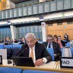 Federal Minister Rana Tanveer Hussain representing Pakistan at the 179th FAO Council Session
