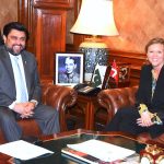 Governor of Sindh Kamran Khan Tessori is meeting Denmark's Ambassador Ms. Maja Mortensen at the Governor House
