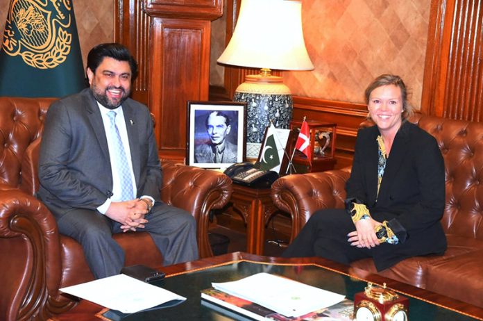 Governor of Sindh Kamran Khan Tessori is meeting Denmark's Ambassador Ms. Maja Mortensen at the Governor House