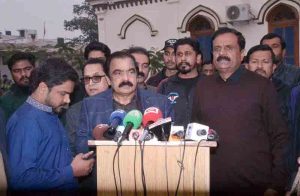 Advisor to the Prime Minister, Senator Rana Sana Ullah Khan, offers Fateha on the demise of the father of PPP Central Punjab General Secretary Syed Hassan Murtaza at Rajoya Saddat.