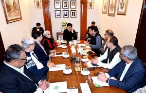 Sindh Chief Minister Syed Murad Ali Shah presides a meeting over regarding a new 600-bed Larkano hospital at CM House.