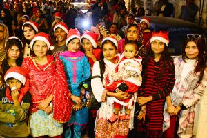 Girls ,women and children of the Christian community participate in a Christmas peace rally ahead of the festive celebrations at Press Club Road.