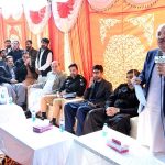 On the instructions of PPP Chairman Bilawal Bhutto Zardari, his Political Secretary MPA Jameel Ahmed Soomro addresses an open Katcheri (Khuli Katcheri) at Zulfiqar Bagh.