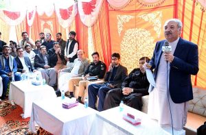 On the instructions of PPP Chairman Bilawal Bhutto Zardari, his Political Secretary MPA Jameel Ahmed Soomro addresses an open Katcheri (Khuli Katcheri) at Zulfiqar Bagh.