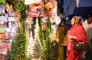 Holy Trinity Church is illuminated ahead of Christmas celebrations.