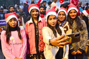 Girls ,women and children of the Christian community participate in a Christmas peace rally ahead of the festive celebrations at Press Club Road.