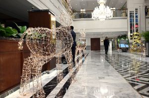 A view of decorations ahead of the upcoming Christmas celebrations at a five-star hotel in the city.