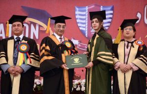 Vice Chancellor of GCUF, Prof. Dr. Rauf-i-Azam, confers degrees upon position-holding graduates during the 12th Convocation of Government College University Faisalabad.