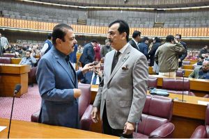 Chairman Senate, Syed Yousaf Raza Gilani with Sardar Muhammad Yaqoob Khan Nasar, MNA during Joint Session of Parliament at Parliament House