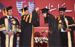 Vice Chancellor of GCUF, Prof. Dr. Rauf-i-Azam, confers degrees upon position-holding graduates during the 12th Convocation of Government College University Faisalabad.